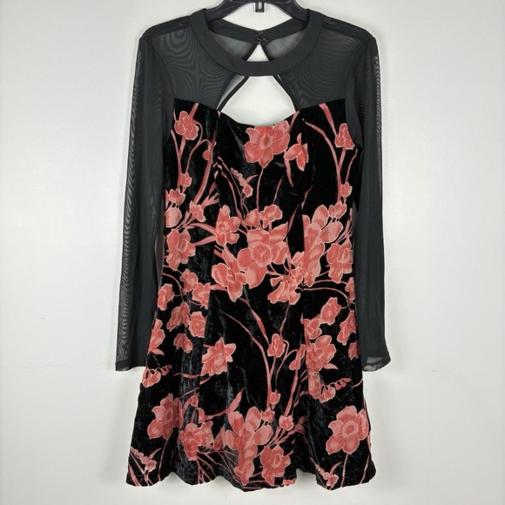 BCBG‎ Velvet Burnout Floral Y2K Dress Sz 8 Whimsigoth Witchy Fairy Grunge